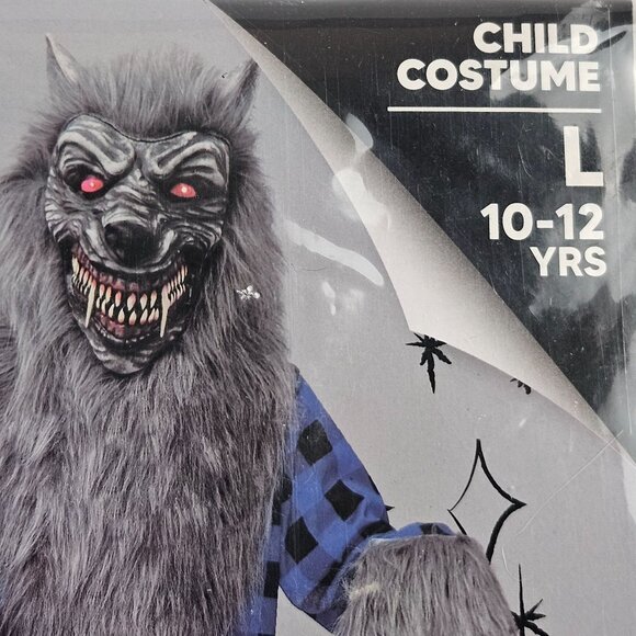 Spooktacular Creations Child Werewolf Costume L 10-12 Yrs With Top Hood Gloves - Picture 3 of 9